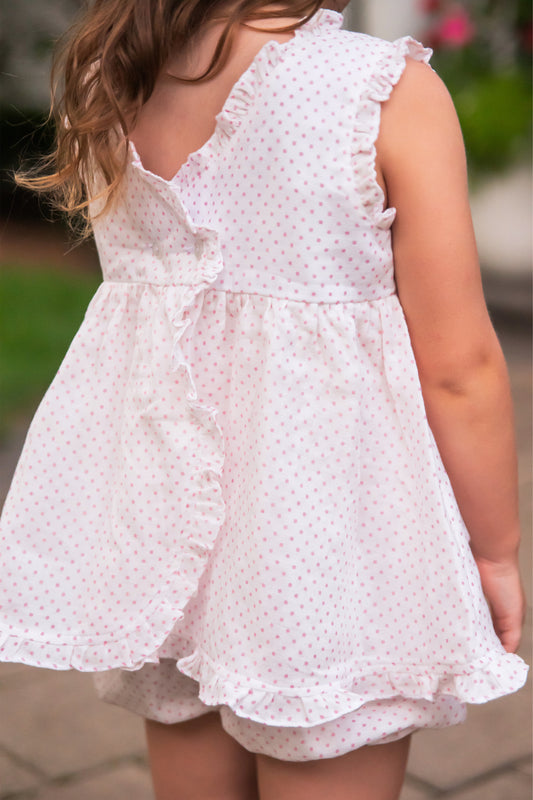 Sylvie Bloomer/Banded Short Set, Pink Dot Gauze