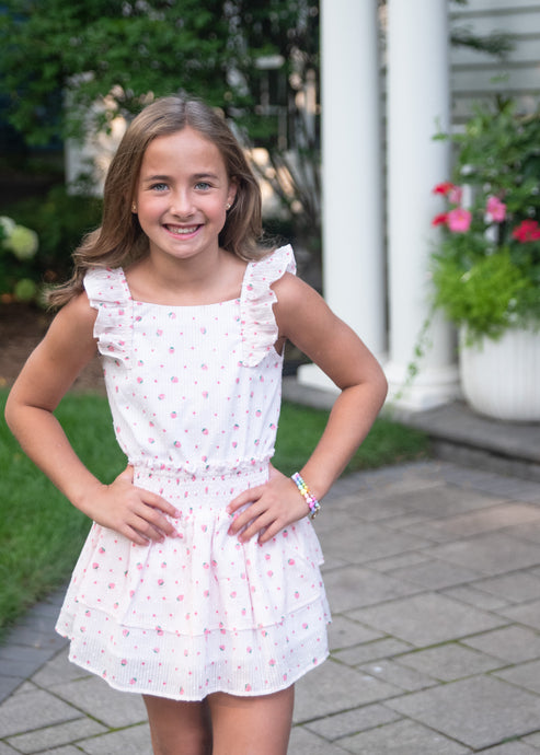 Skirt Set, Strawberry Swiss Dot (BE)