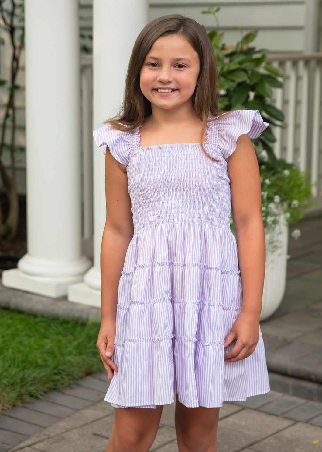 Charlotte Dress, Lavender Stripe (BE)