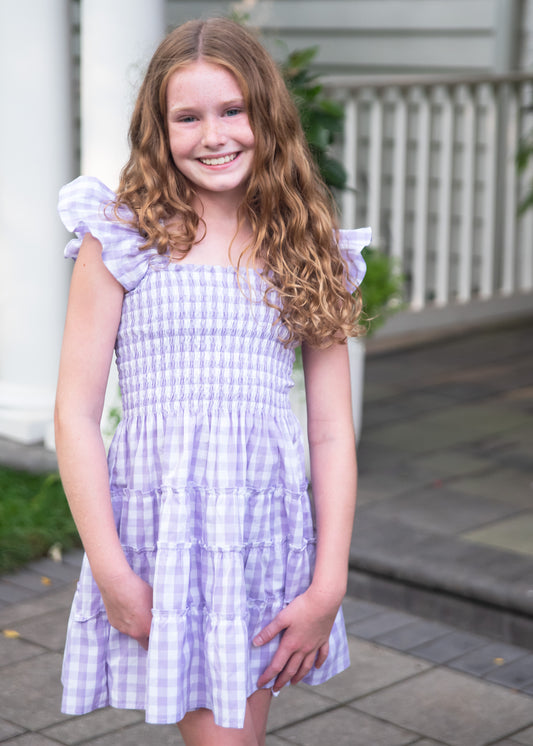 Charlotte Dress, Lavender Check (BE)
