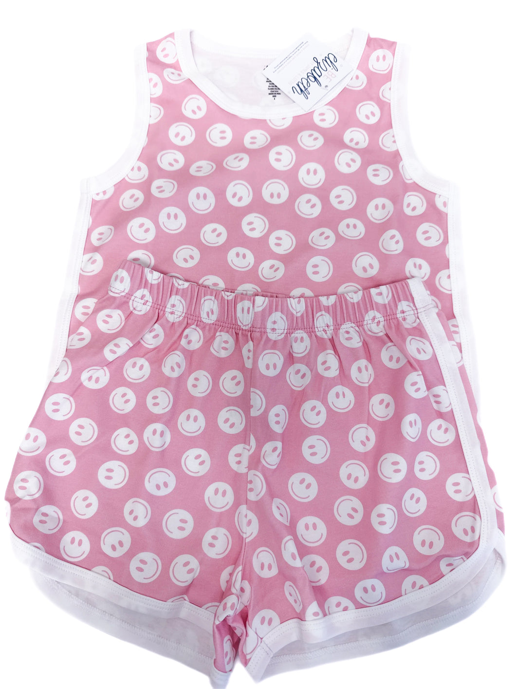 Pima Tank / Lounge Set, Pink Smiley Face - BE (Ready to Ship)