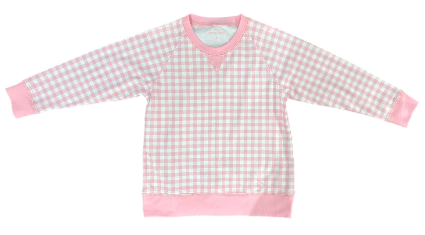 Basics Sidney Knit Sweatshirt, Pink Gingham