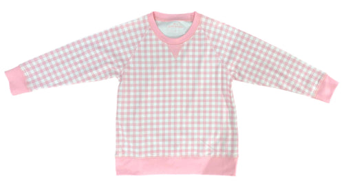 Basics Sidney Knit Sweatshirt, Pink Gingham
