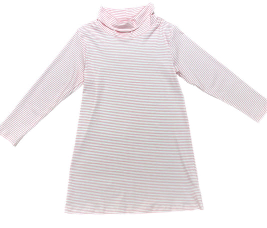 Basics Lanier Knit Turtleneck Dress, Pink Stripe