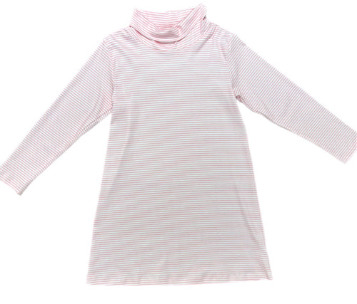 Basics Lanier Knit Turtleneck Dress, Pink Stripe