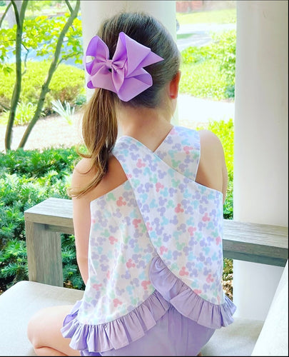 Poppy Pinafore Bloomer/Banded Short Set, Mouse- Dreamers Collection
