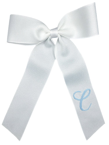 White Initial Long Bow, Blue Initial-Dreamers Collection