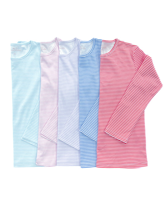 Basics Callie Crew Neck Top, Lavender Stripe