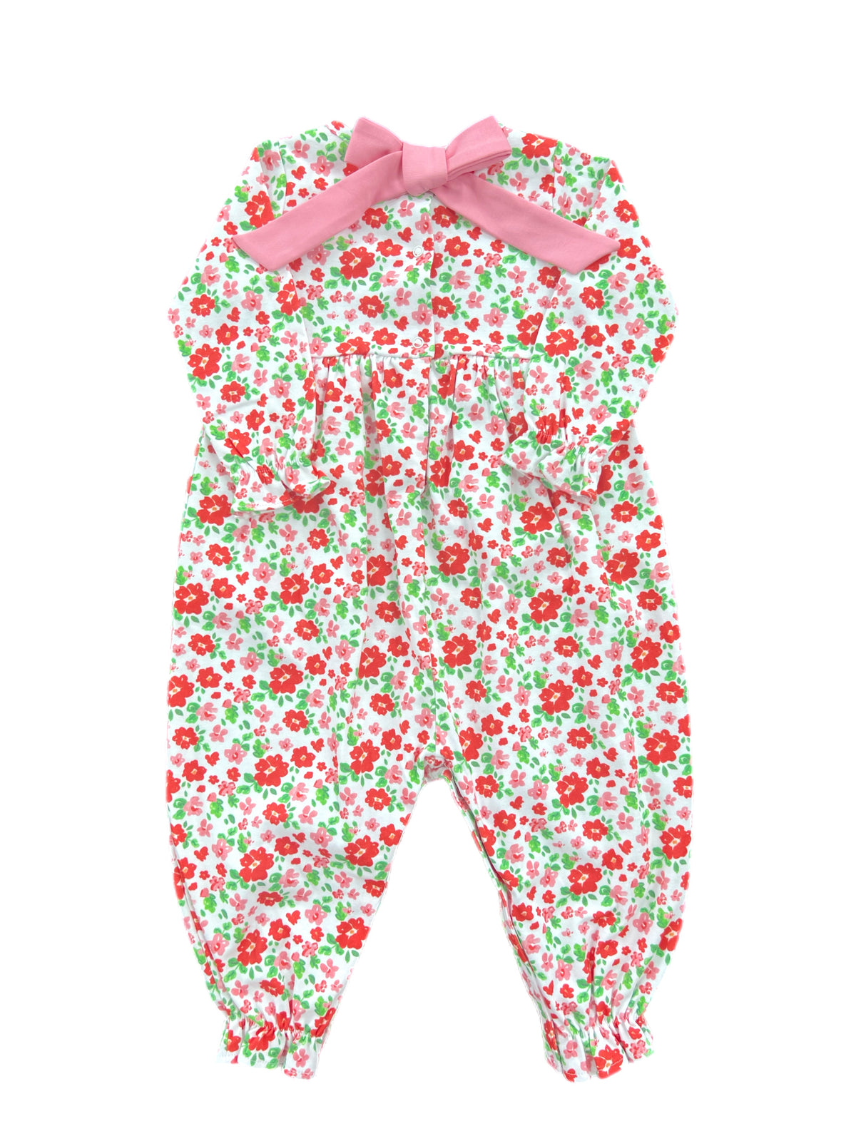 Isla Knit Long Bubble - Red & Pink Floral (Ready to Ship)