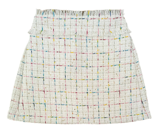 Flat Front Skirt, Multi Color Tweed BE (Ready to Ship)