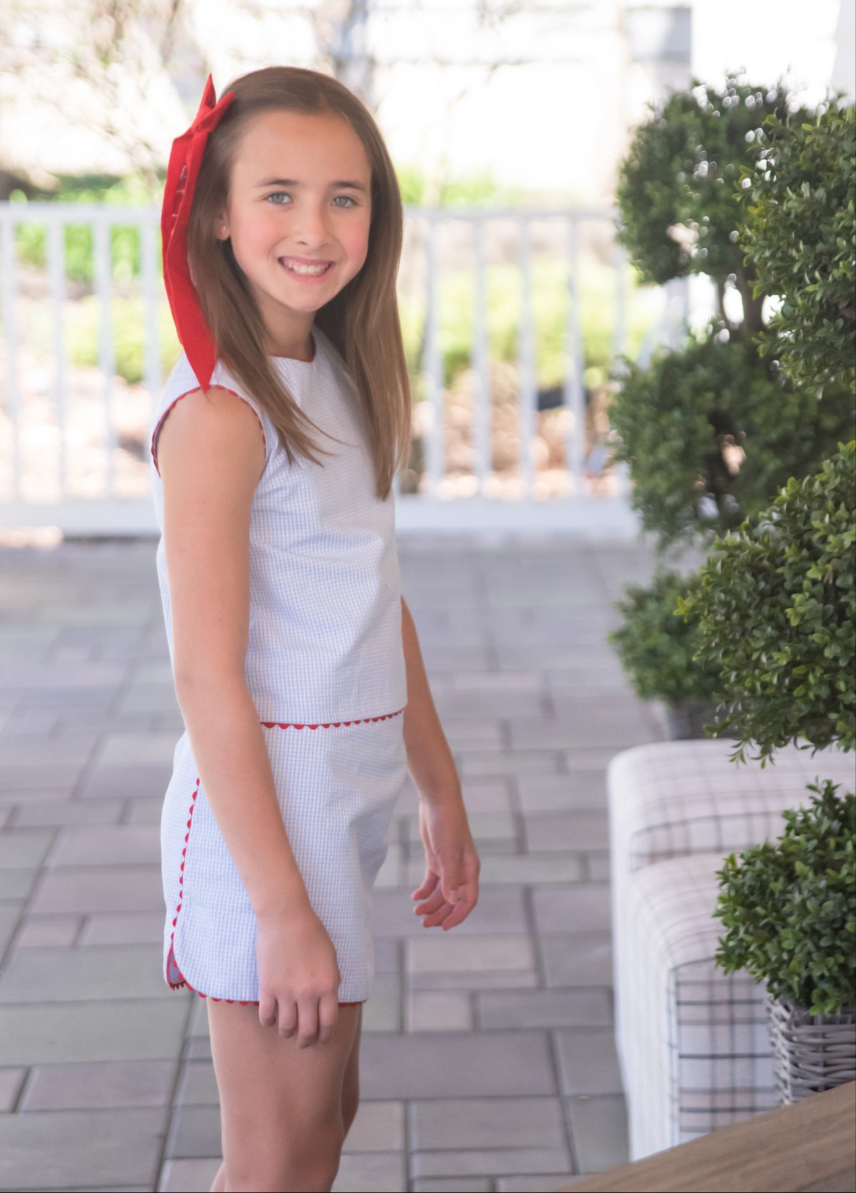 Layla Skirt Set, Patriotic Seersucker