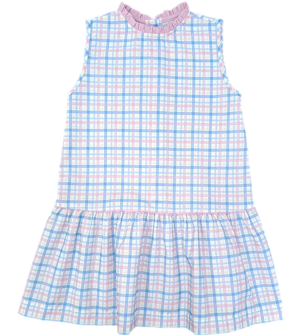 Sydney Dropwaist Dress, Pastel Plaid (Ready to Ship)