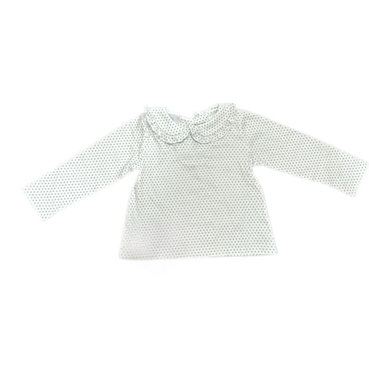 Green Dot Ruffled Peter Pan Collar