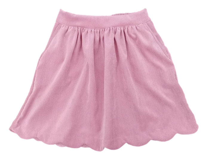 Sophie Scalloped Skirt, Pink Cord