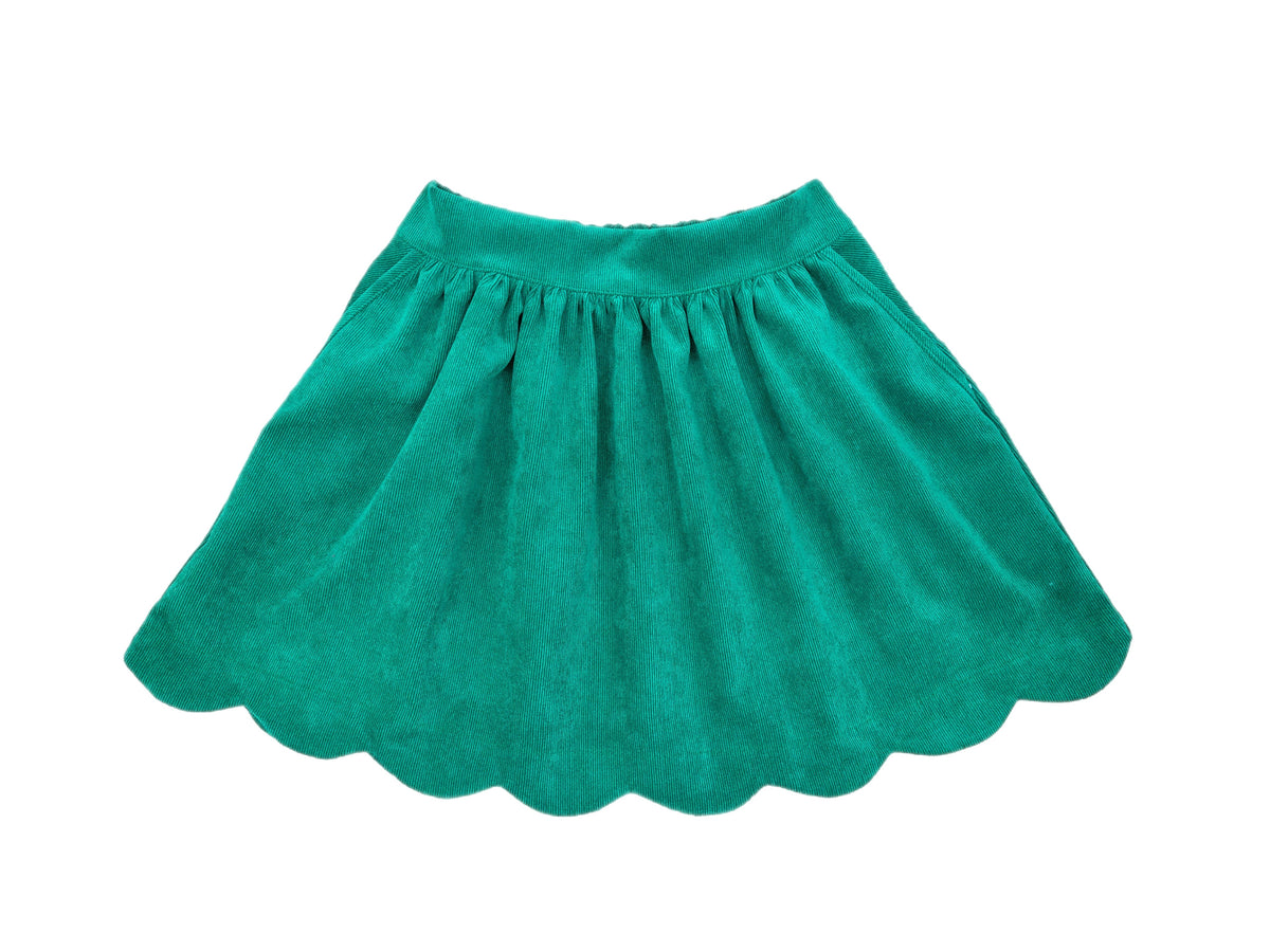 Sophie Scalloped Skirt, Kelly Green Cord