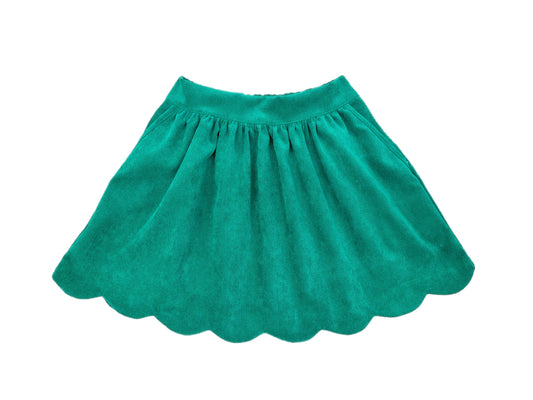 Sophie Scalloped Skirt, Kelly Green Cord