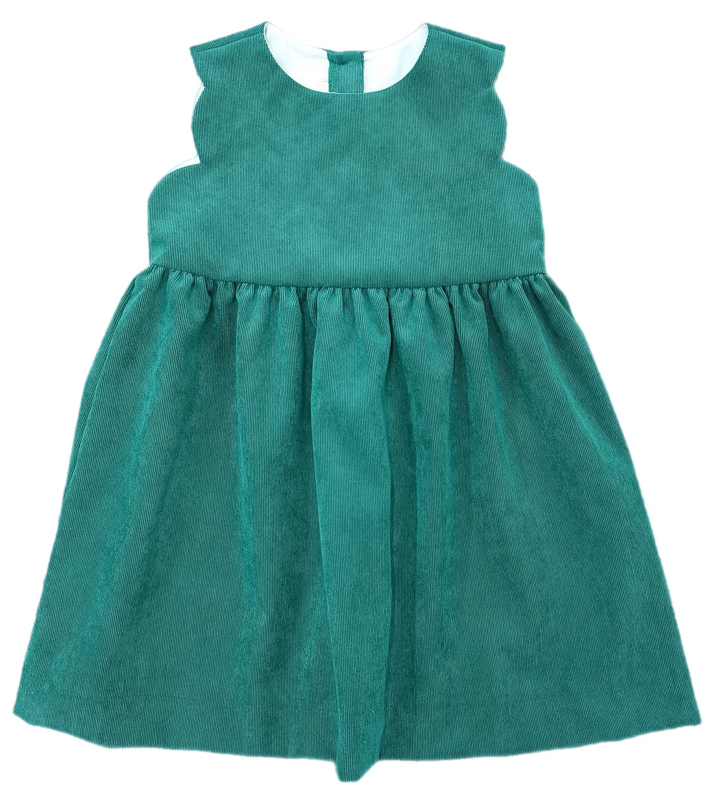 Savannah Scalloped Jumper, Kelly Green Cord