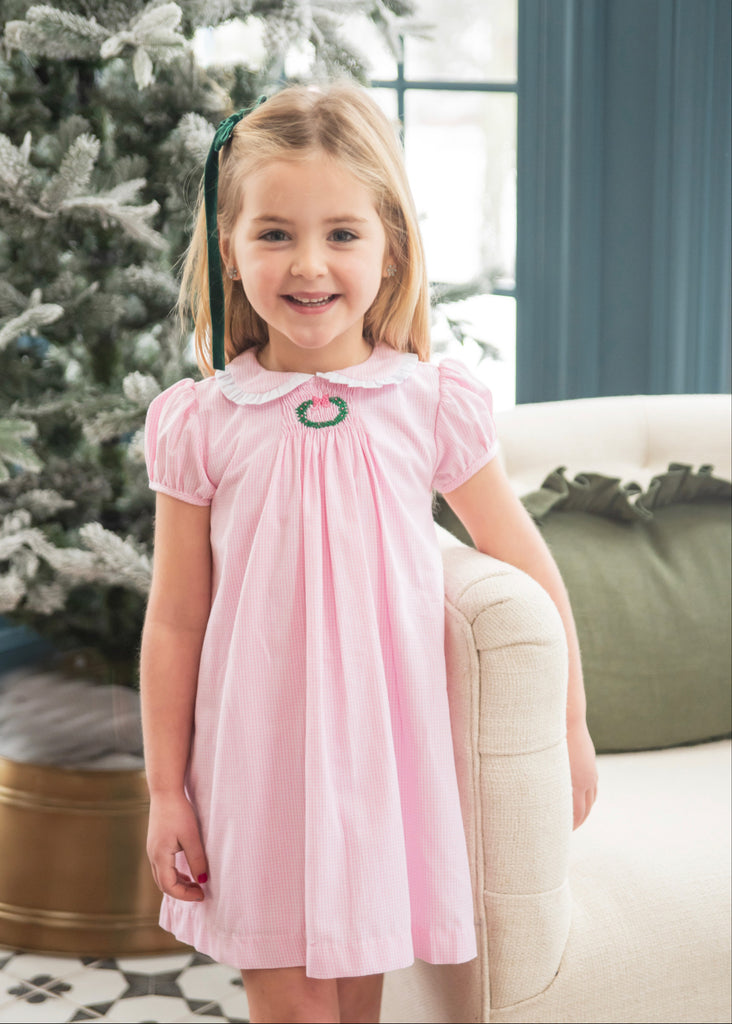 James & Lottie Girls Pink Christmas Tree Lounge Dress main image 1