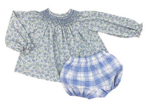 Emory Smocked Bloomer Set, Ella Floral (Ready to Ship)
