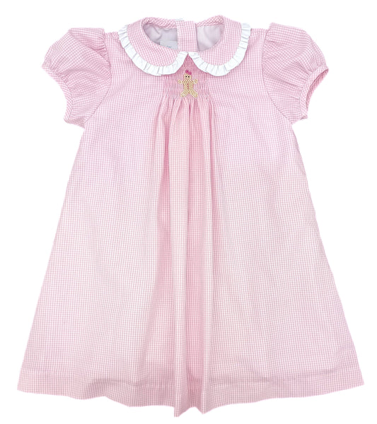 Sage Smocked Dress Pink Gingham, Gingerbread (Ready to Ship)