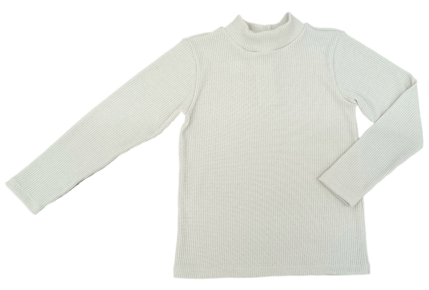 Cream Long Sleeve Turtleneck, Basic Ribbed Sparkle BE (Ready to Ship)