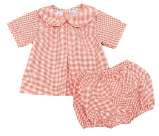 Rory Diaper Set Orange Gingham, Pumpkin (Ready to Ship)