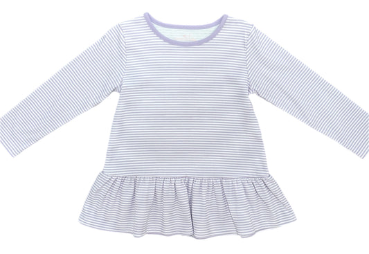 Basics Peggie Peplum Knit Top, Lavender Stripe (Ready to Ship)