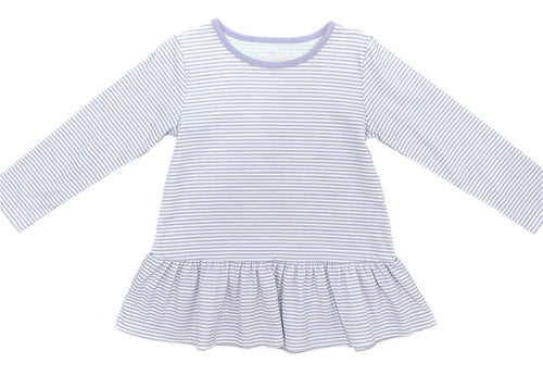 Basics Peggie Peplum Knit Top, Lavender Stripe