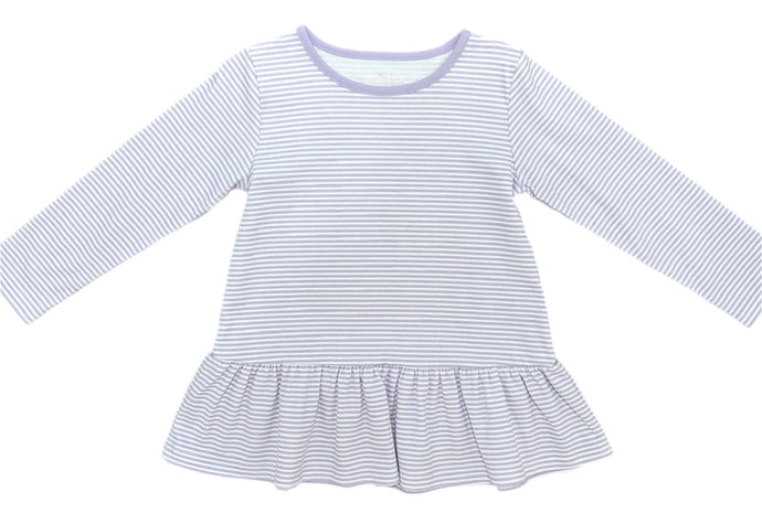 Basics Peggie Peplum Knit Top, Lavender Stripe