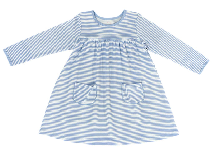 Basics Lennon Knit Dress, Light Blue Stripe