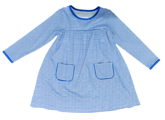 Basics Lennon Knit Dress, Royal Blue Stripe