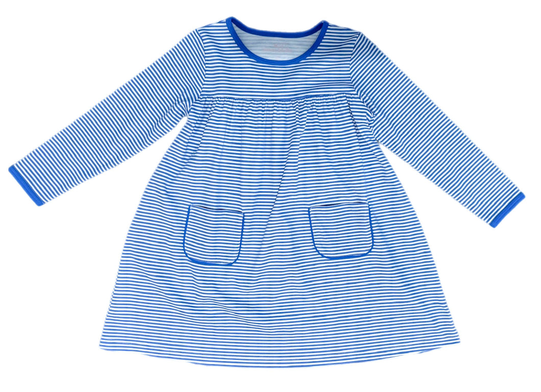 Basics Lennon Knit Dress, Royal Blue Stripe