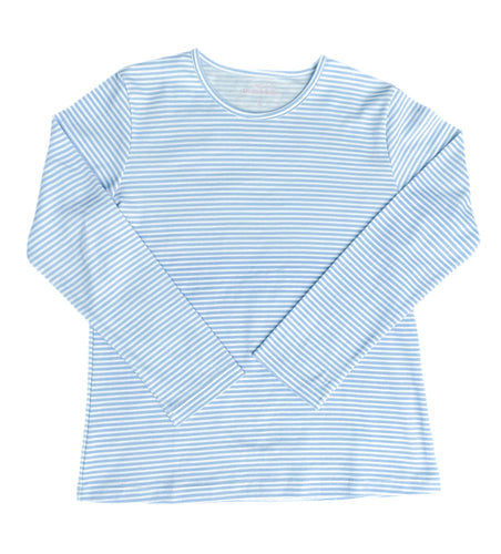 Basics Callie Crew Neck Top, Light Blue Stripe