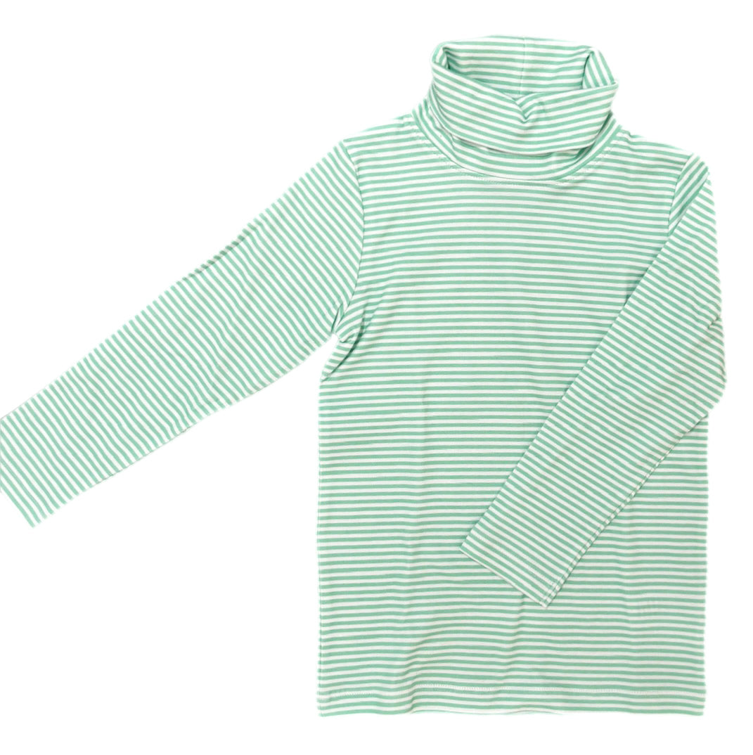 Boys Basics Tripp Turtleneck, Green Stripe