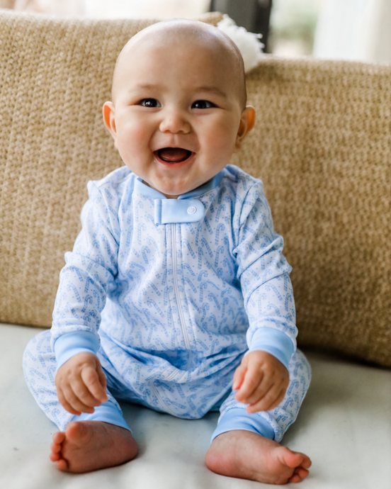 Boys One Piece Zip Up Jammies, Candy Cane