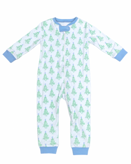 Boys One Piece Zip Up Jammies, Christmas Tree