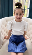 Short Puff Sleeve Velvet Top, White