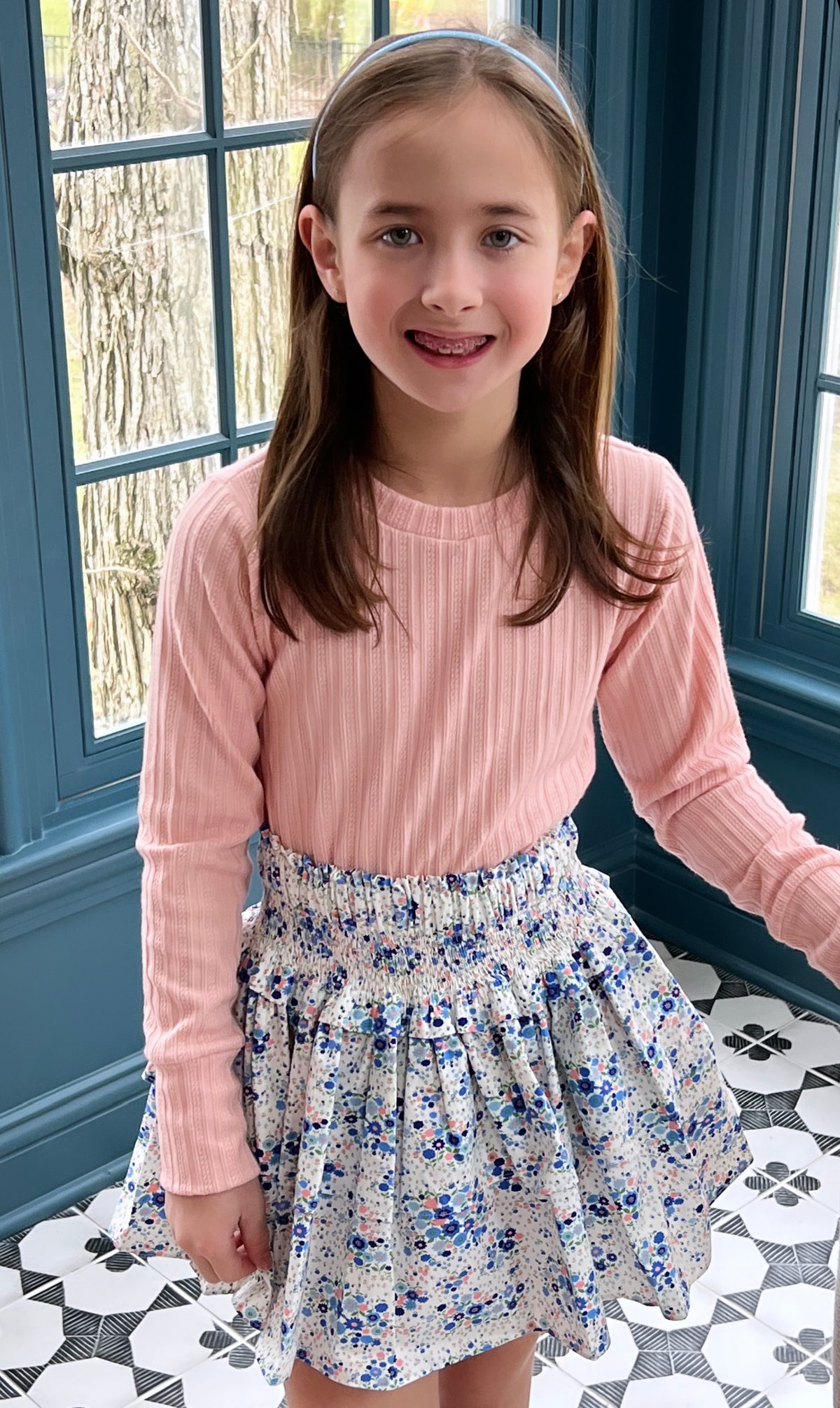 Smocked Ruffle Skirt, Fall Foral