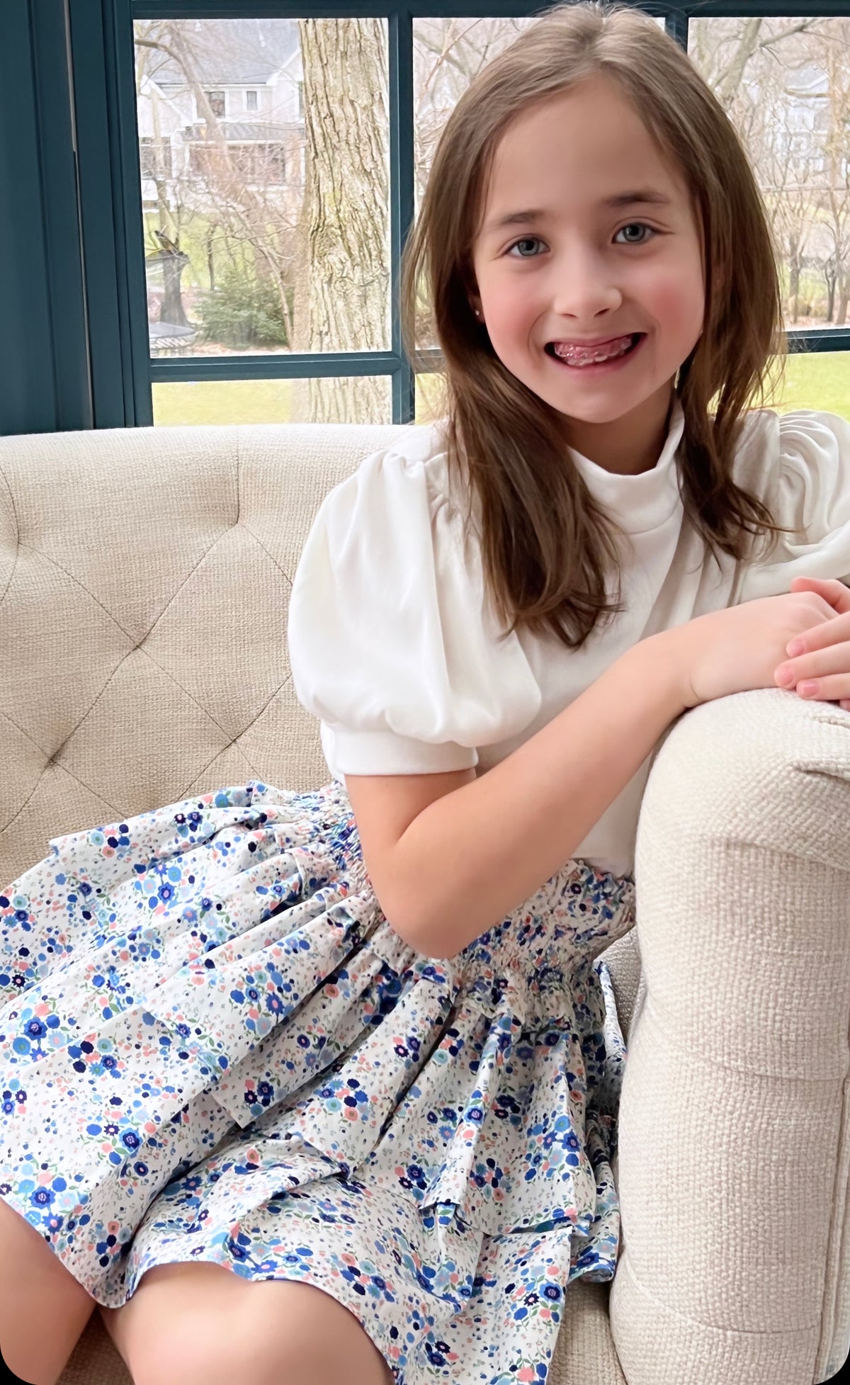 Smocked Ruffle Skirt, Fall Foral