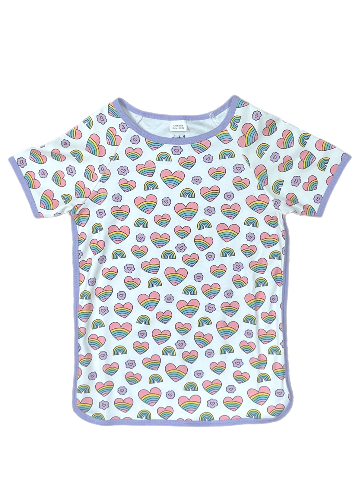 Lounge Short Sleeve Pant Set, Rainbow Heart