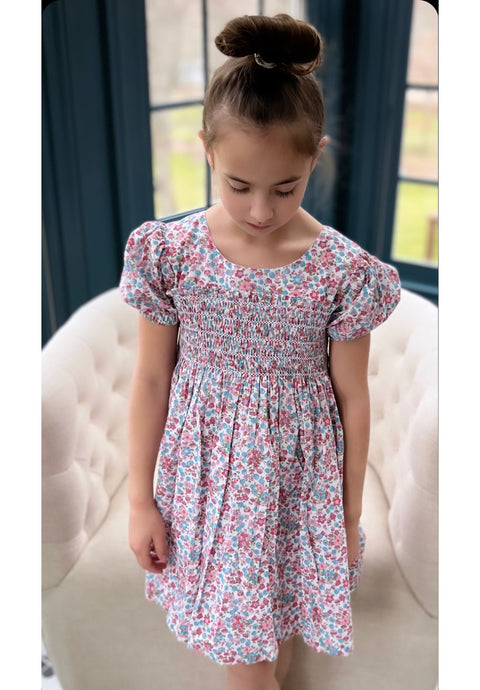 Smocked Dress, Floral Cord