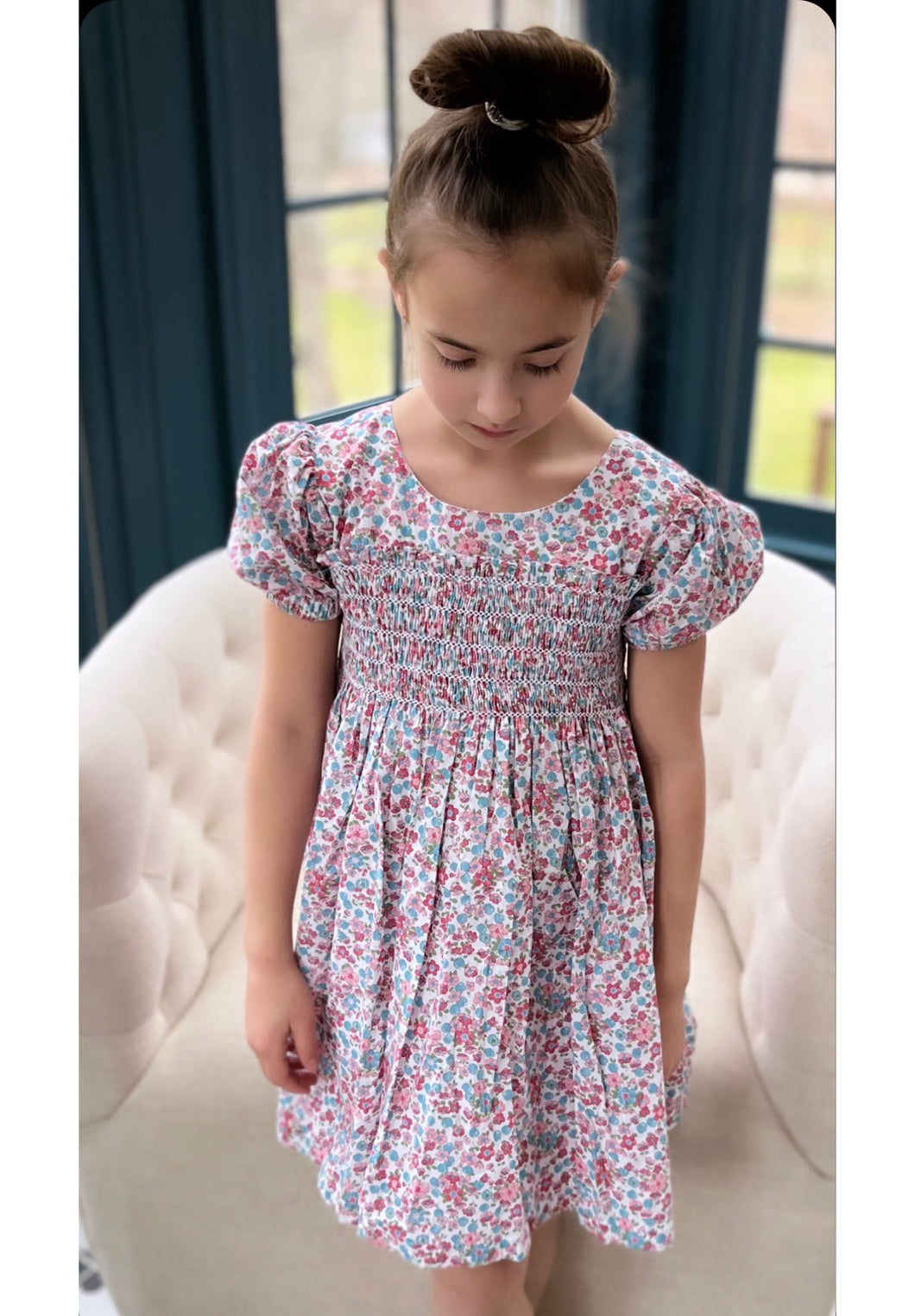 Smocked Dress, Floral Cord