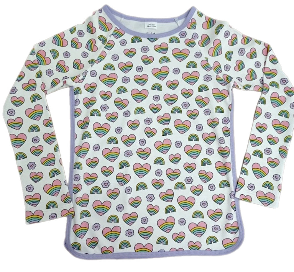 Lounge Long Sleeve Pant Set, Rainbow Heart