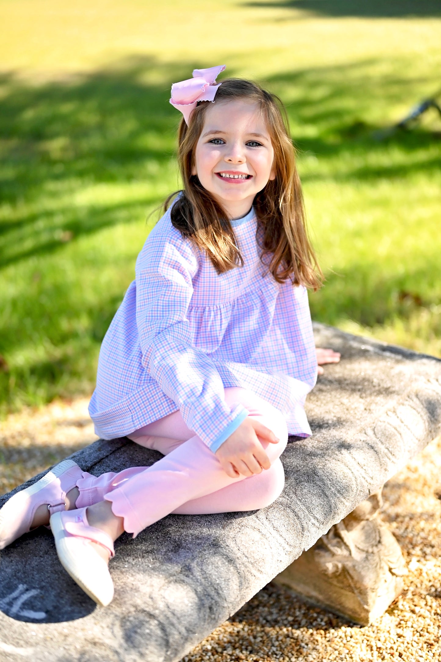Greta Legging Set, Pink and Blue Check