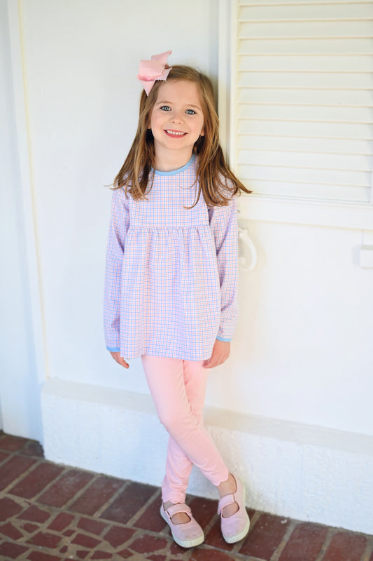 Greta Legging Set, Pink and Blue Check