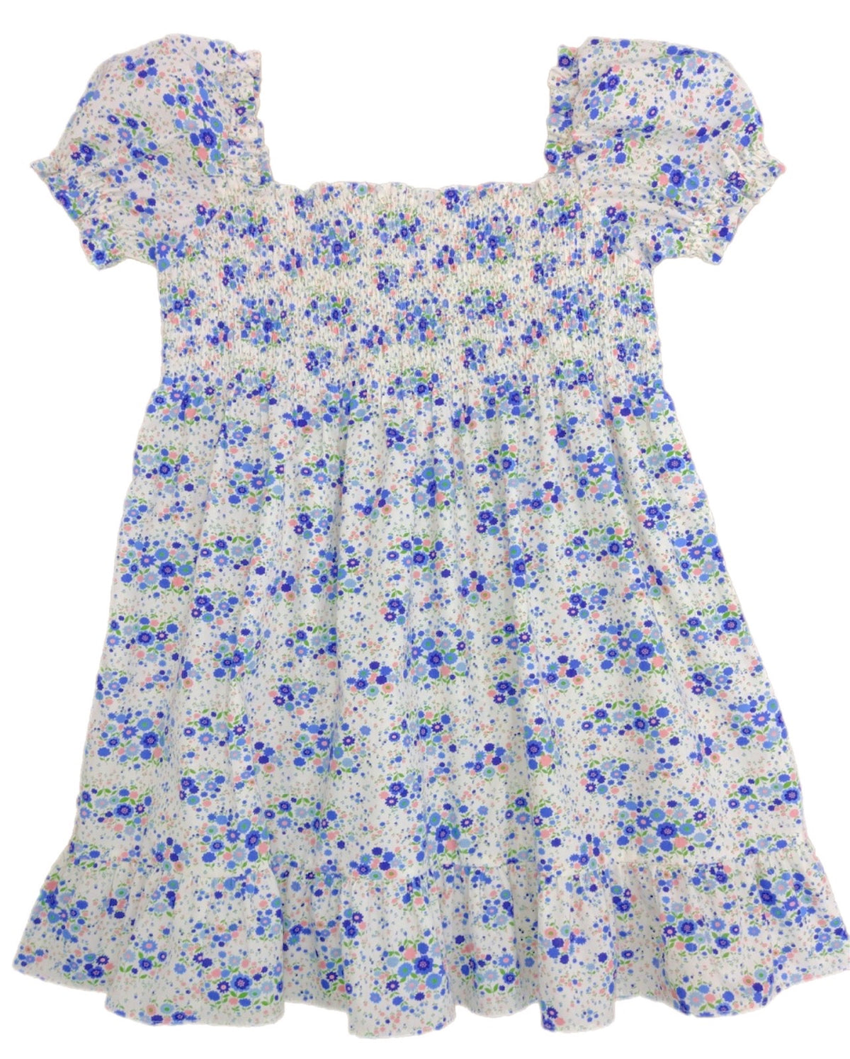Smocked Short Sleeve Dress, Fall Floral