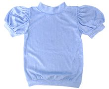 Short Puff Sleeve Velvet Top, Blue