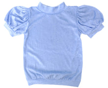 Short Puff Sleeve Velvet Top, Blue