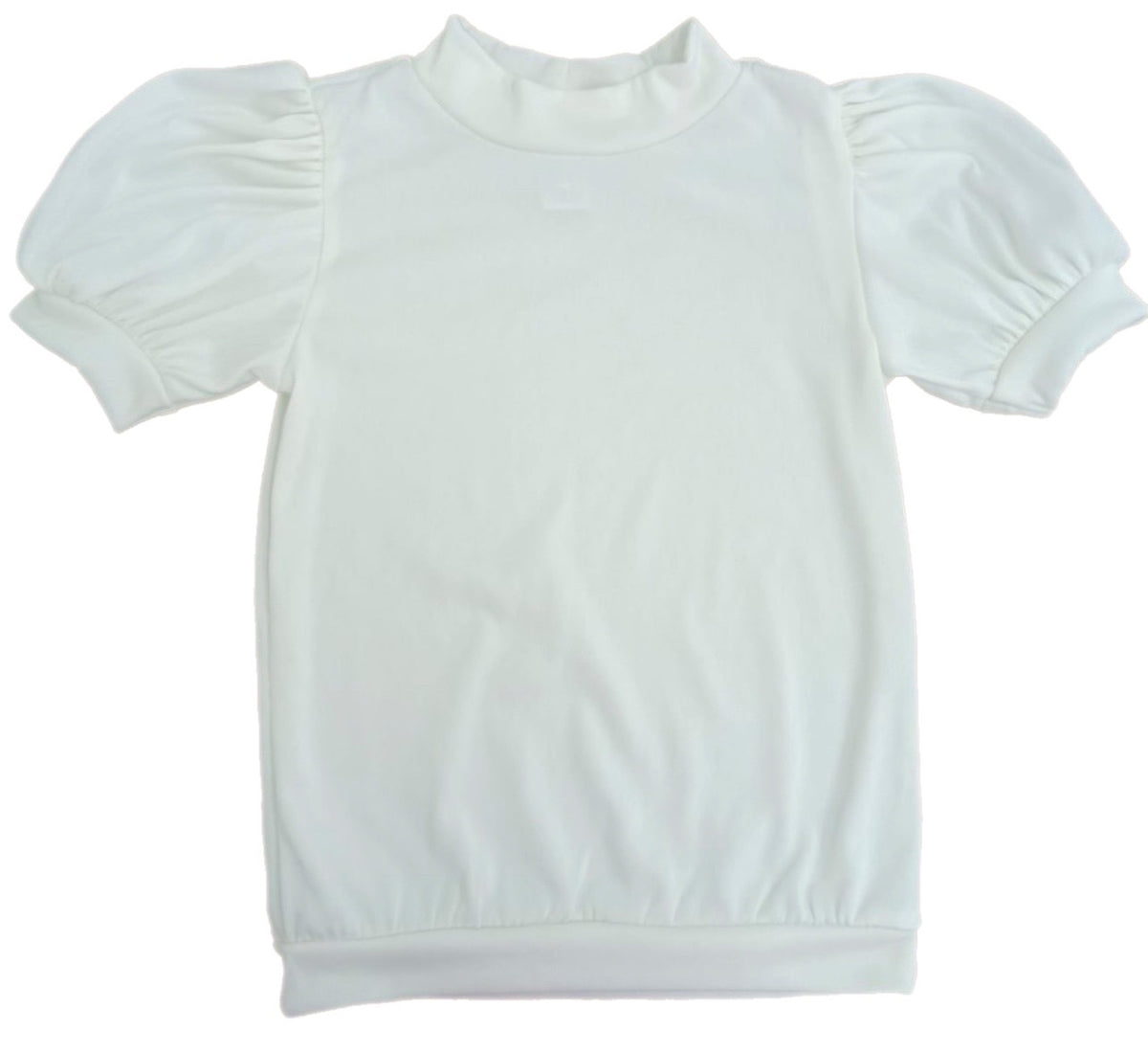Short Puff Sleeve Velvet Top, White