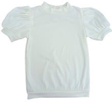 Short Puff Sleeve Velvet Top, White
